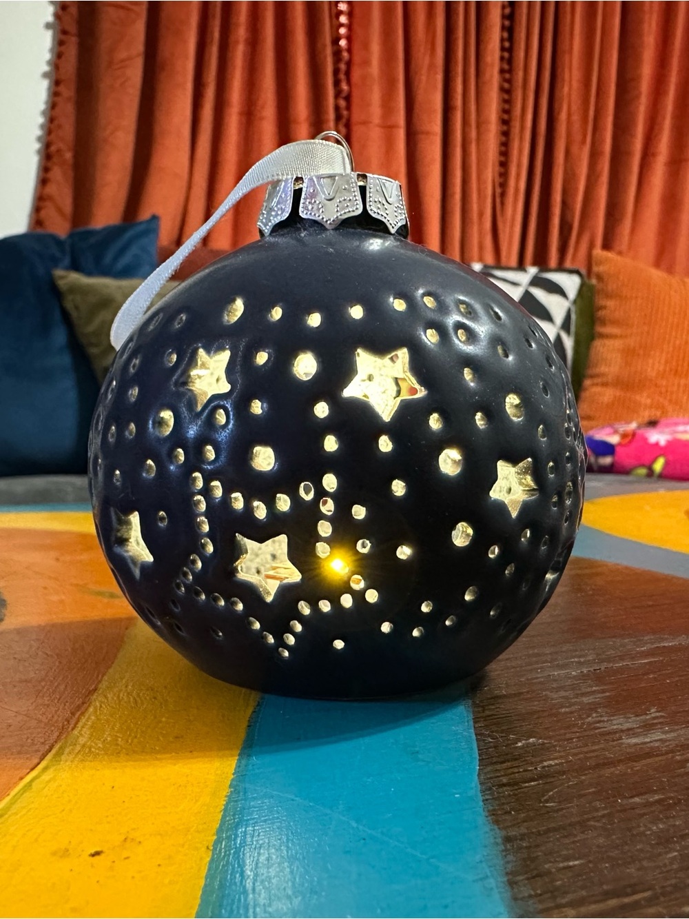Navy blue Star Cutout Ceramic Holiday Ornament - Unbranded